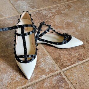 VALENTINO GARAVANI Nappa Rockstud Cage Ballerina Flats Eur.36